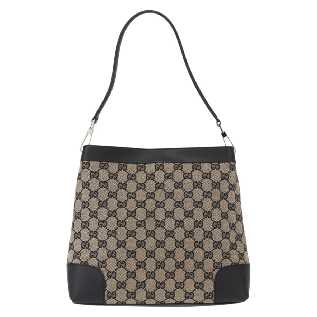 GUCCI GG Canvas Shoulder Bag Beige Navy gold 001 4231 Auth 151662