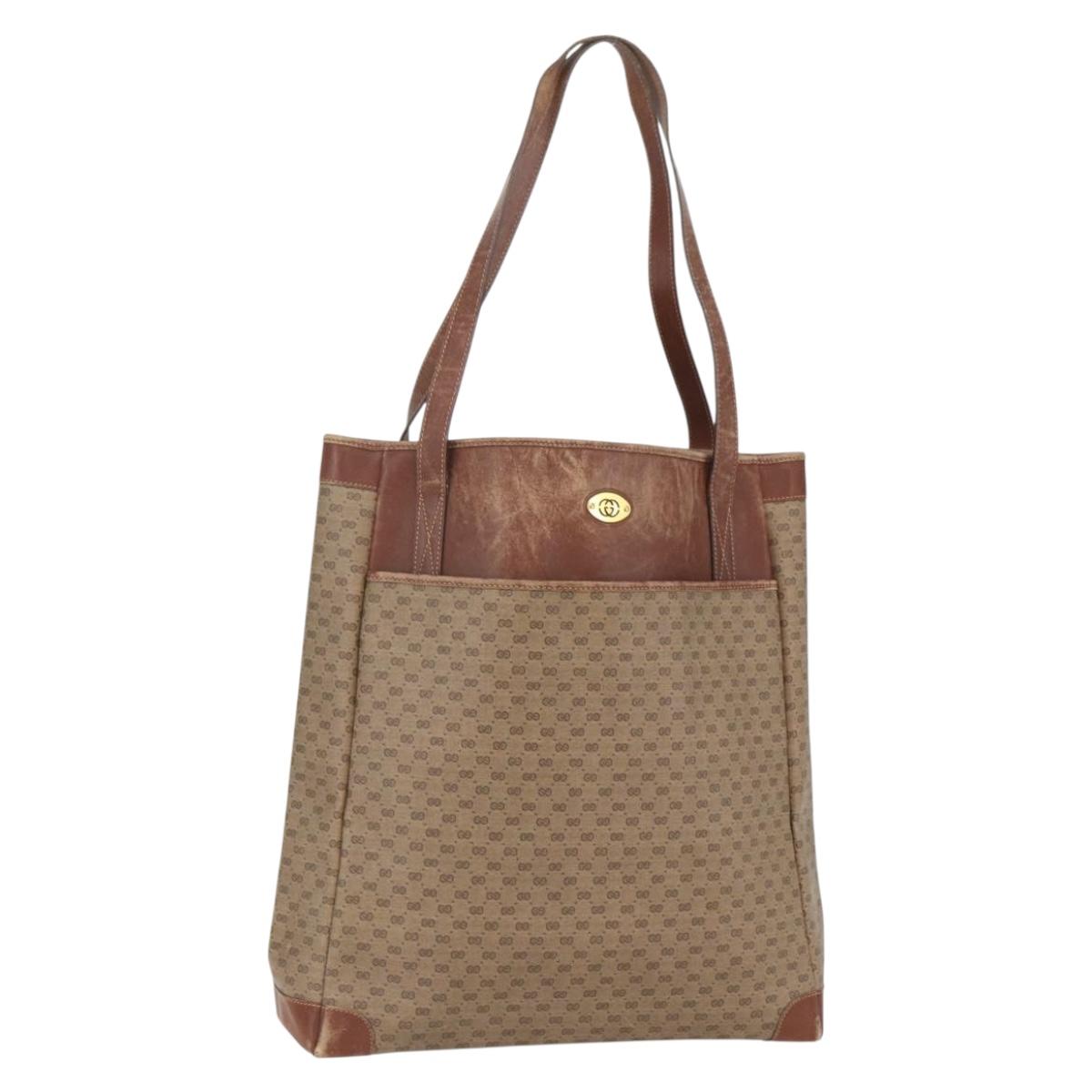 GUCCI Micro GG Supreme Tote Bag PVC Leather Beige Gold 002 115 0135 Auth 151663