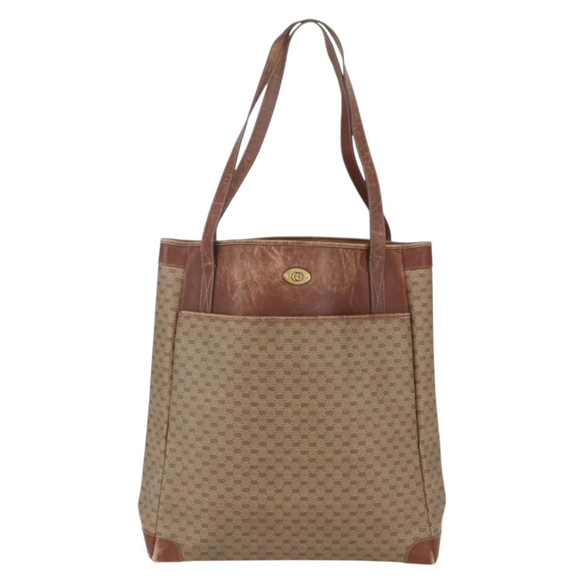 GUCCI Micro GG Supreme Tote Bag PVC Leather Beige Gold 002 115 0135 Auth 151663