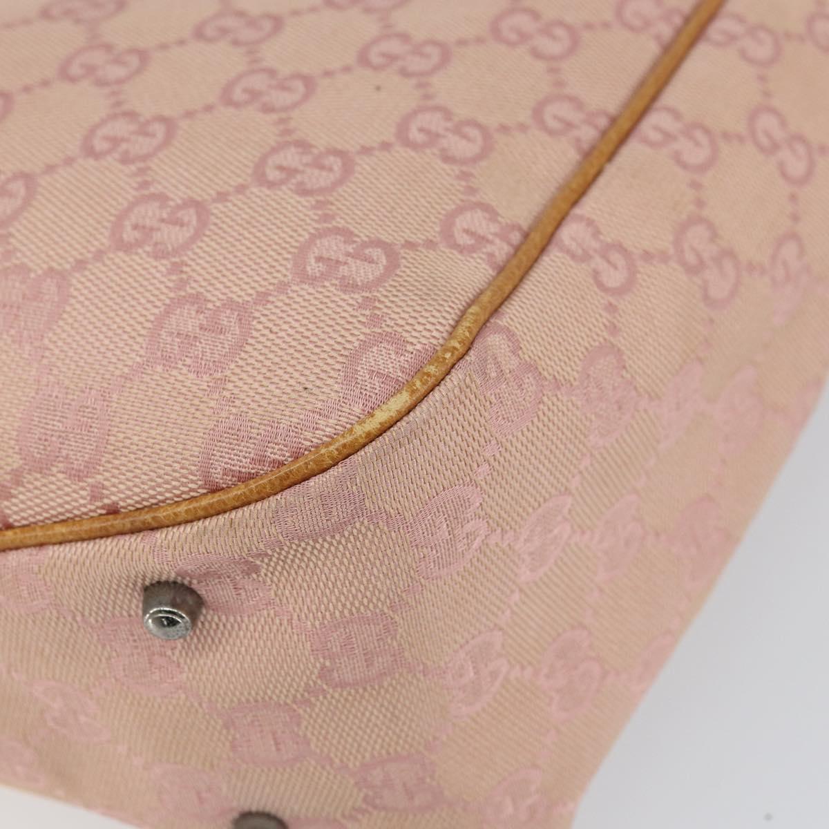 GUCCI GG Canvas Tote Bag Pink Silver 113019 Auth 151664
