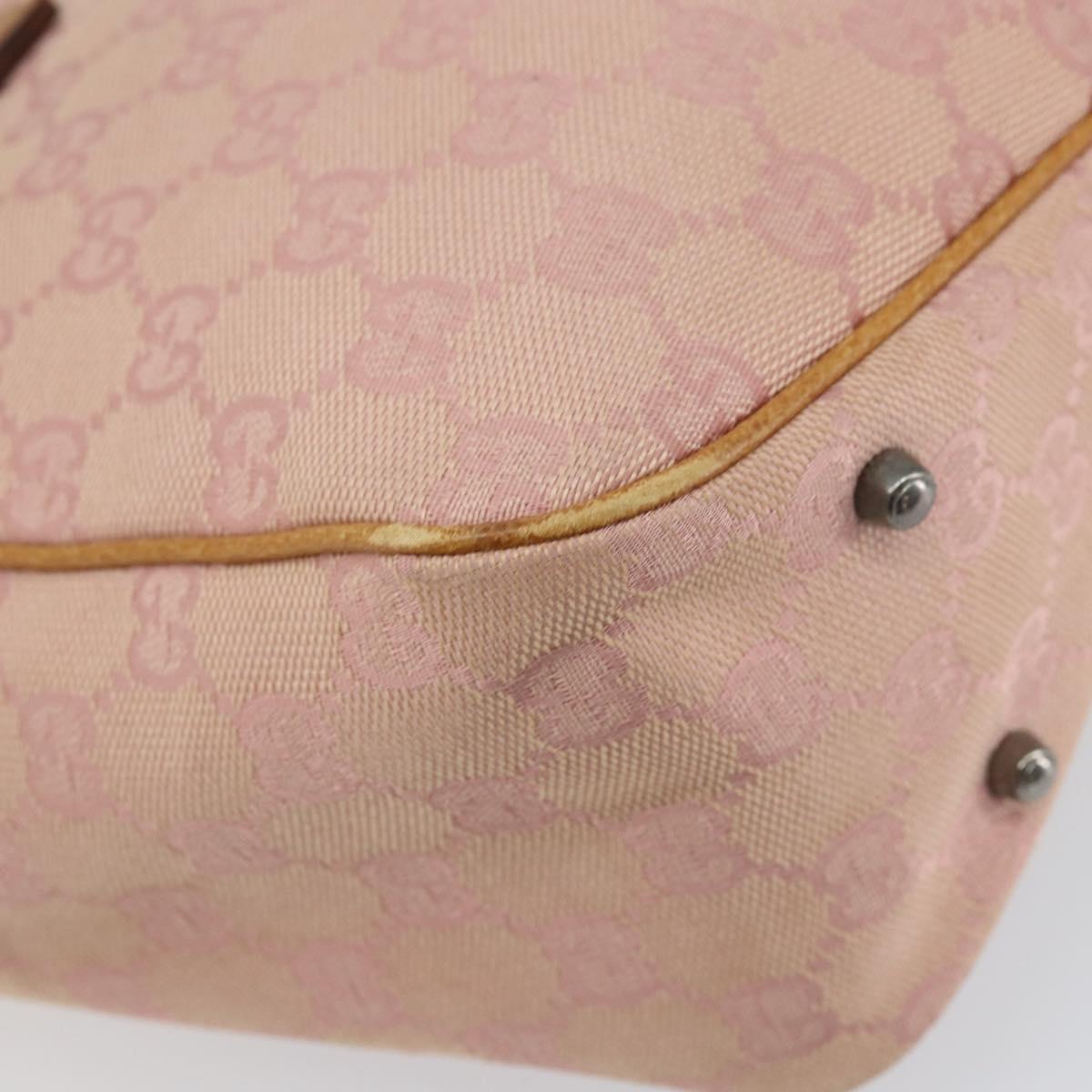 GUCCI GG Canvas Tote Bag Pink Silver 113019 Auth 151664