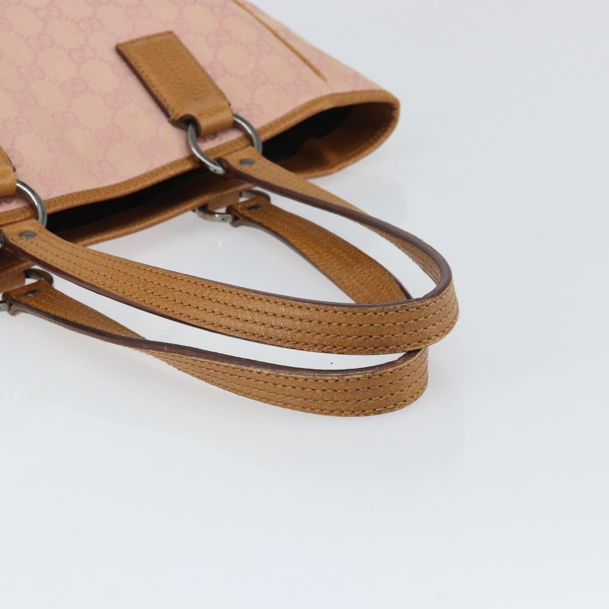 GUCCI GG Canvas Tote Bag Pink Silver 113019 Auth 151664