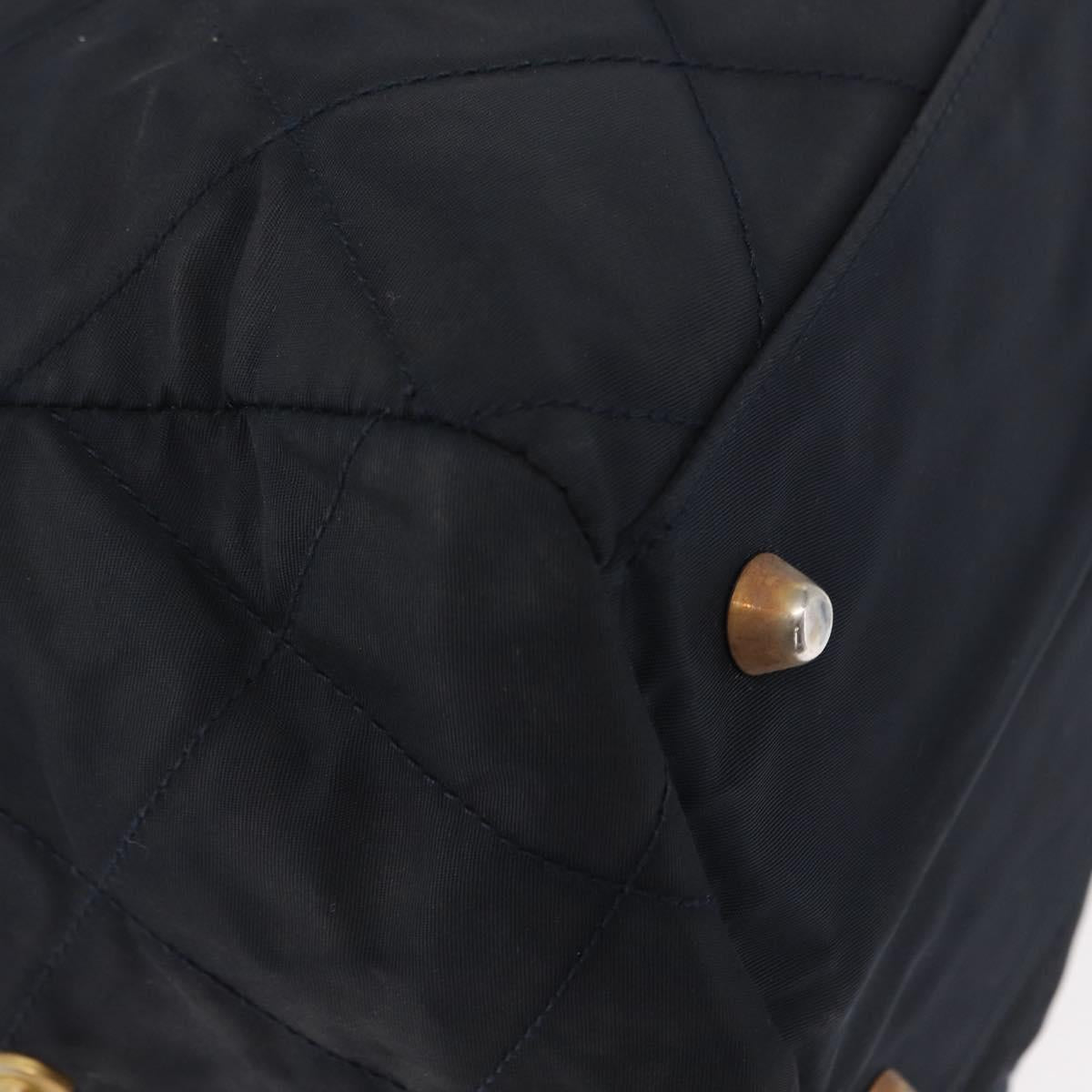 PRADA Shoulder Bag Nylon Navy Gold Auth 151665
