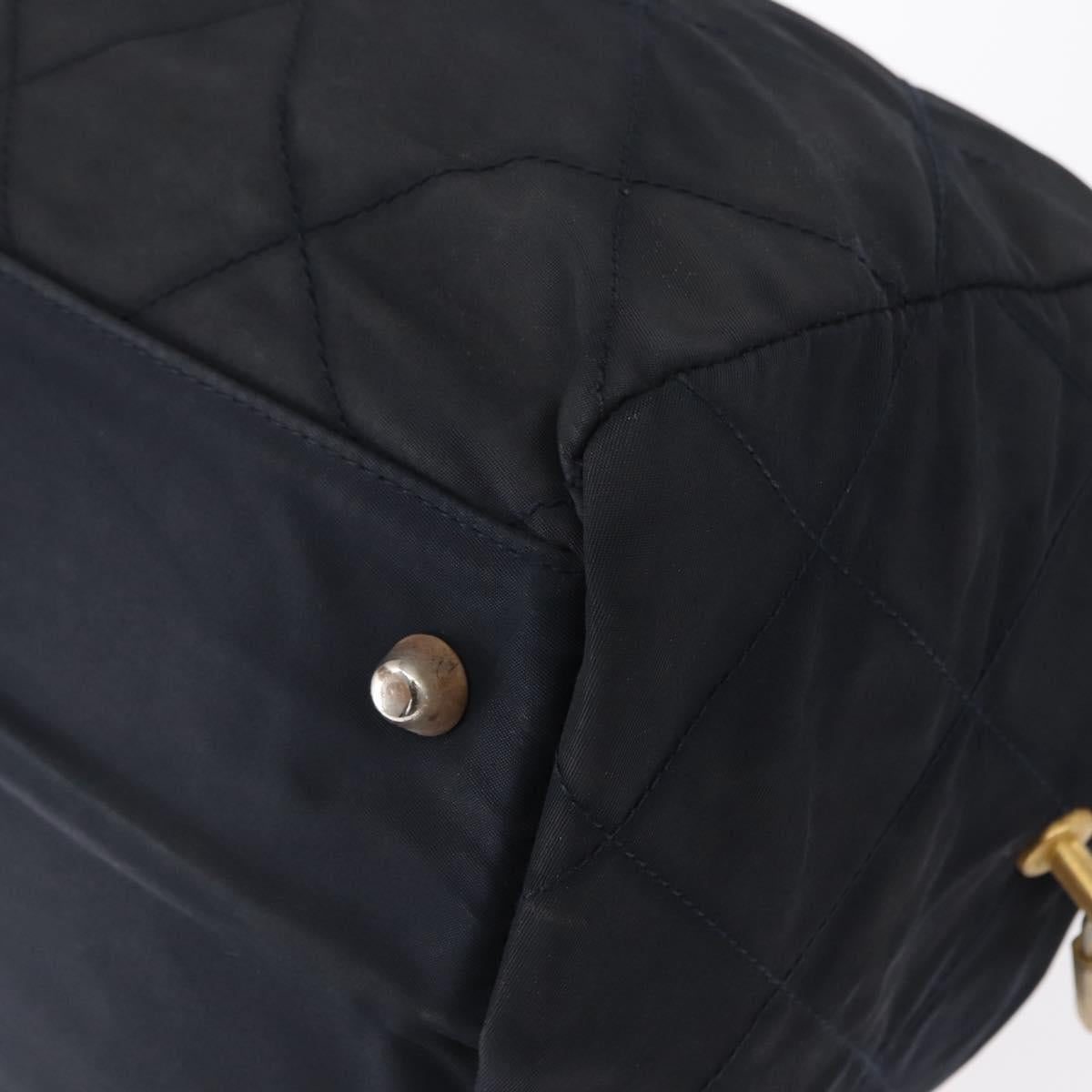 PRADA Shoulder Bag Nylon Navy Gold Auth 151665
