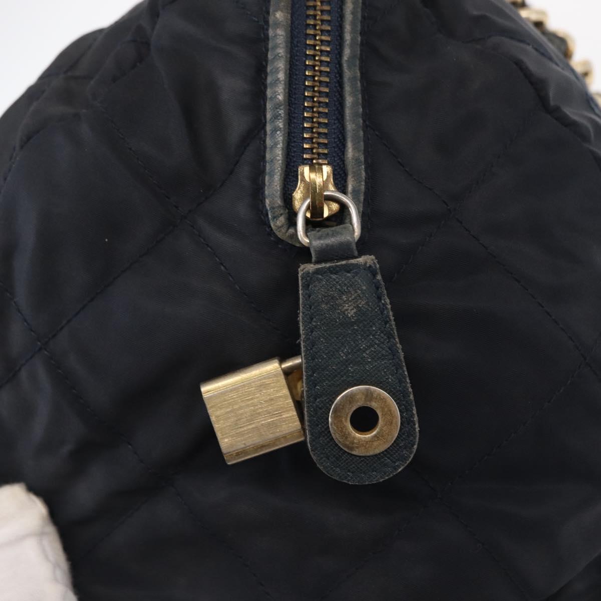 PRADA Shoulder Bag Nylon Navy Gold Auth 151665