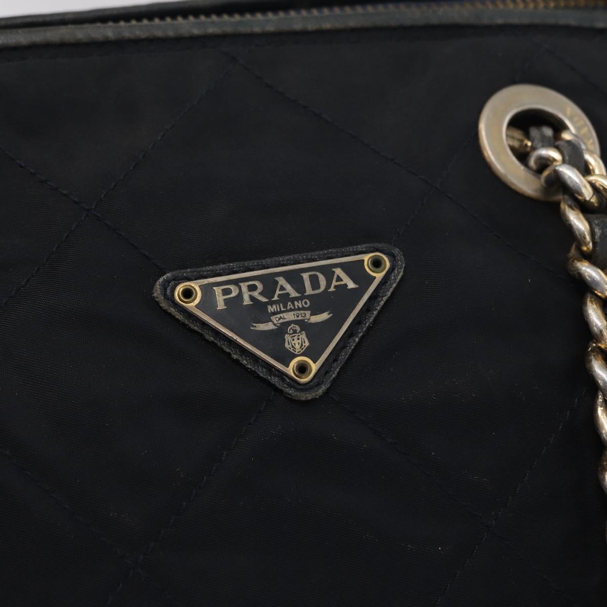 PRADA Shoulder Bag Nylon Navy Gold Auth 151665