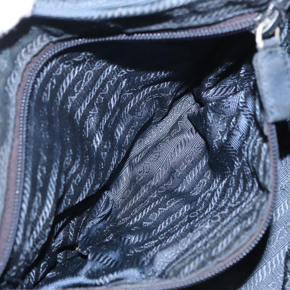 PRADA Shoulder Bag Nylon Navy Gold Auth 151665