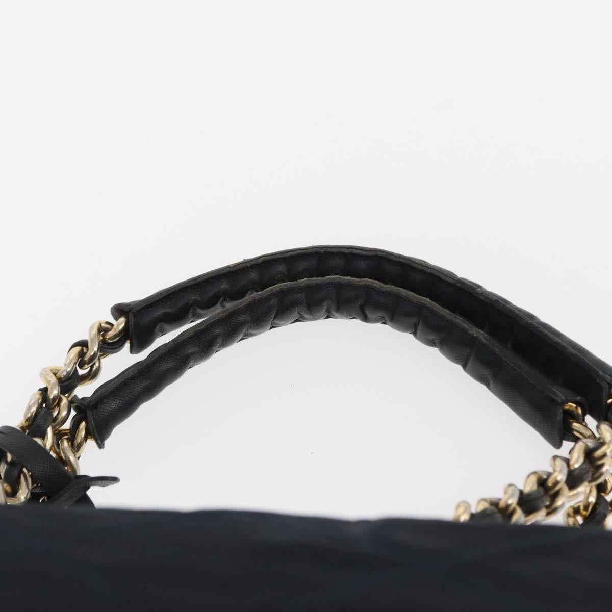 PRADA Shoulder Bag Nylon Navy Gold Auth 151665