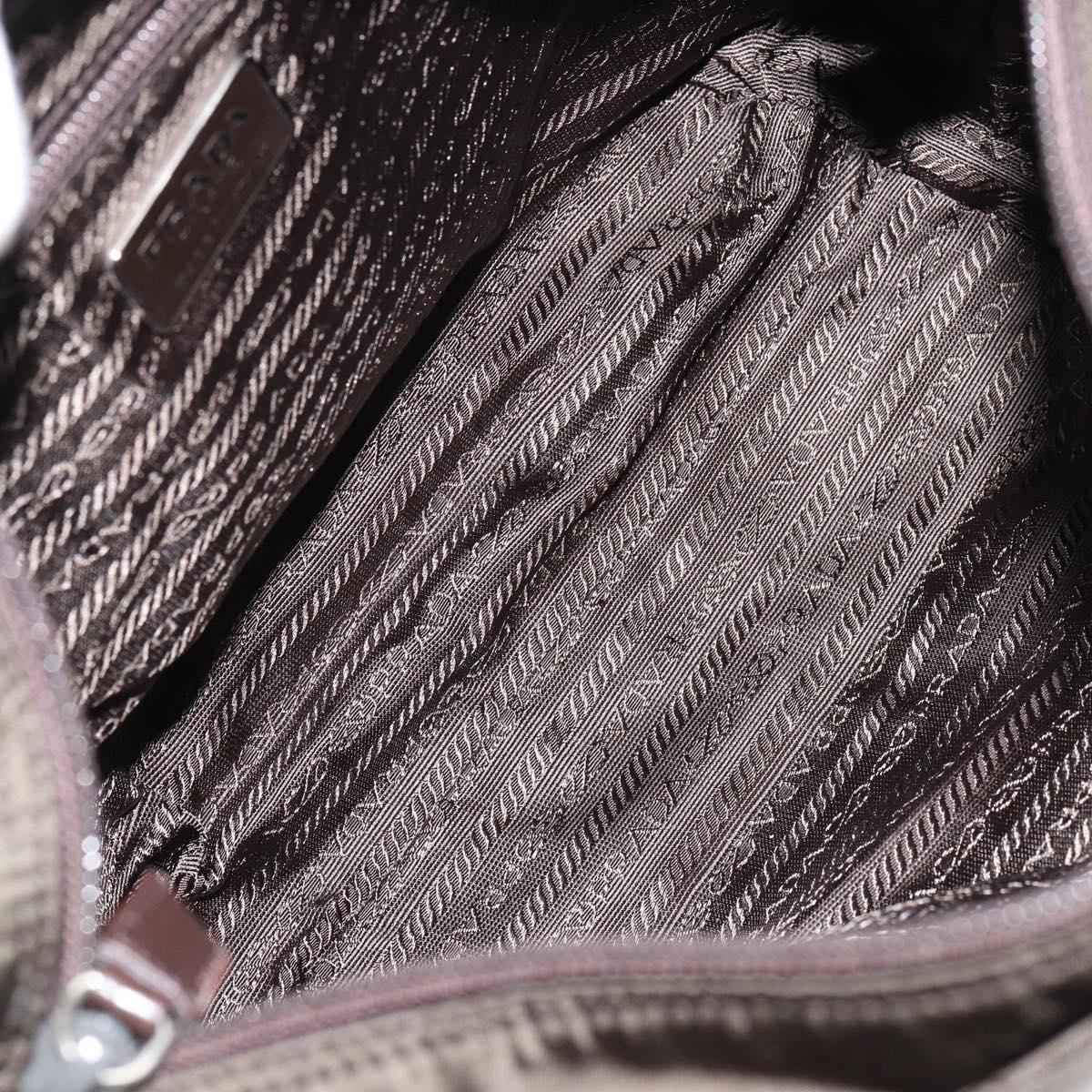 PRADA Tote Bag Nylon Khaki Silver Auth 151667