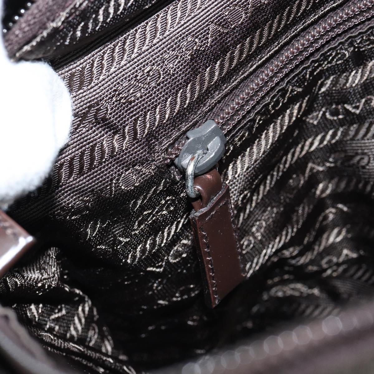 PRADA Tote Bag Nylon Khaki Silver Auth 151667