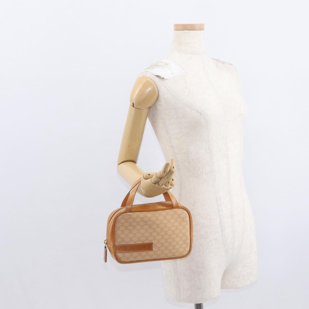 CELINE Macadam Canvas Hand Bag PVC Beige Gold Auth 151669