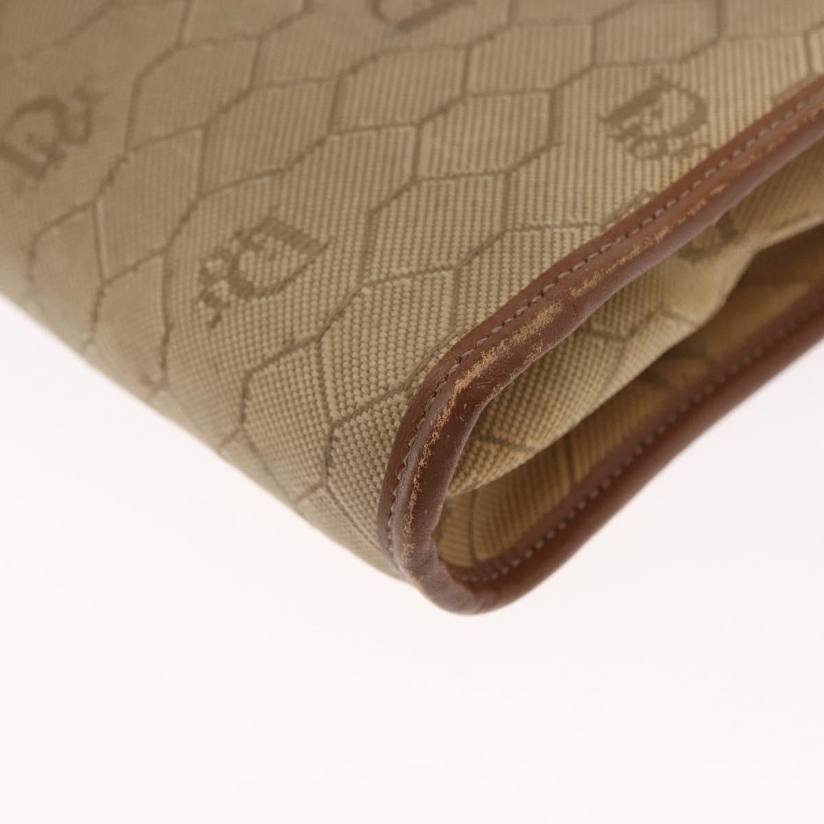 Christian Dior Honeycomb Canvas Shoulder Bag PVC Beige Gold Auth 151672