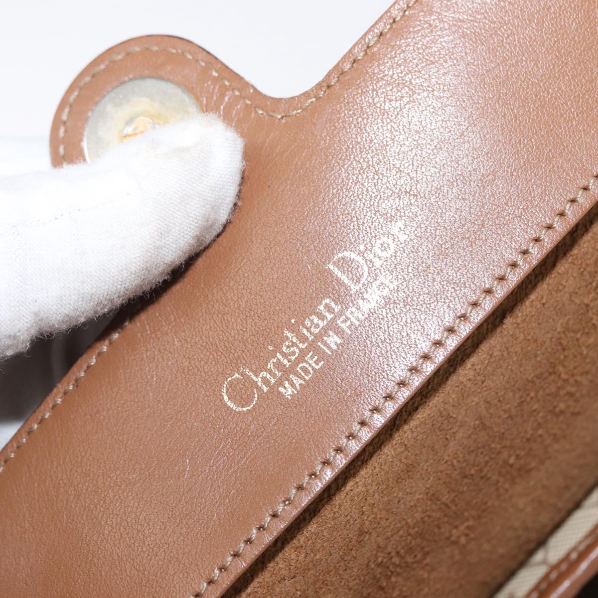 Christian Dior Honeycomb Canvas Shoulder Bag PVC Beige Gold Auth 151672