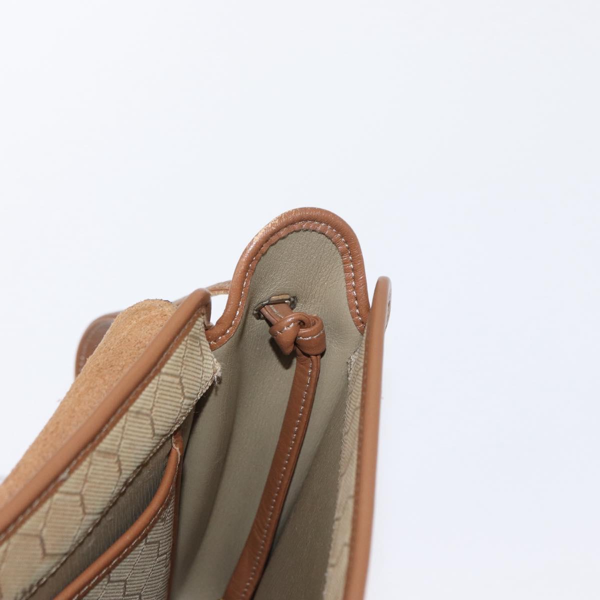 Christian Dior Honeycomb Canvas Shoulder Bag PVC Beige Gold Auth 151672
