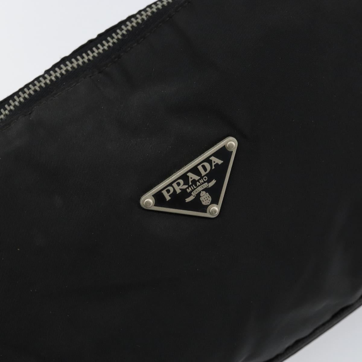 PRADA Shoulder Bag Nylon Black Silver Auth 151673