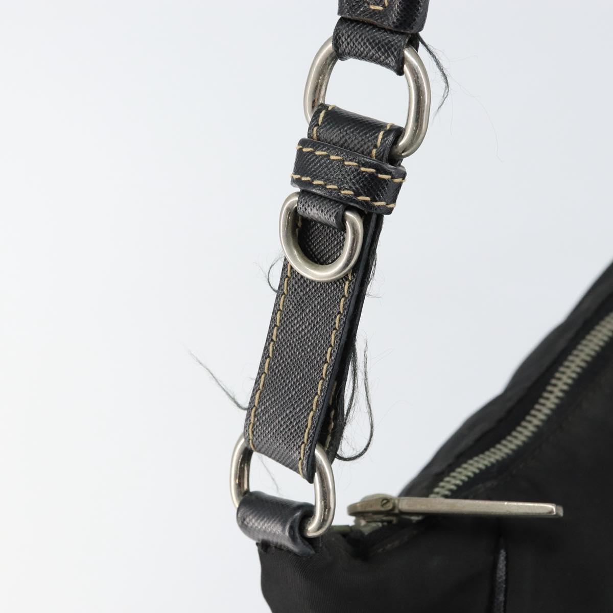 PRADA Shoulder Bag Nylon Black Silver Auth 151673