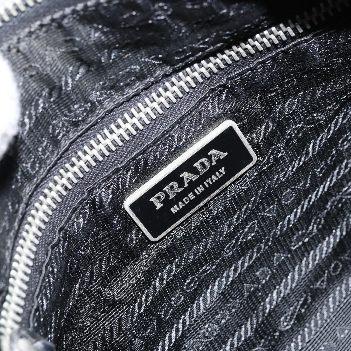 PRADA Shoulder Bag Nylon Black Silver Auth 151673