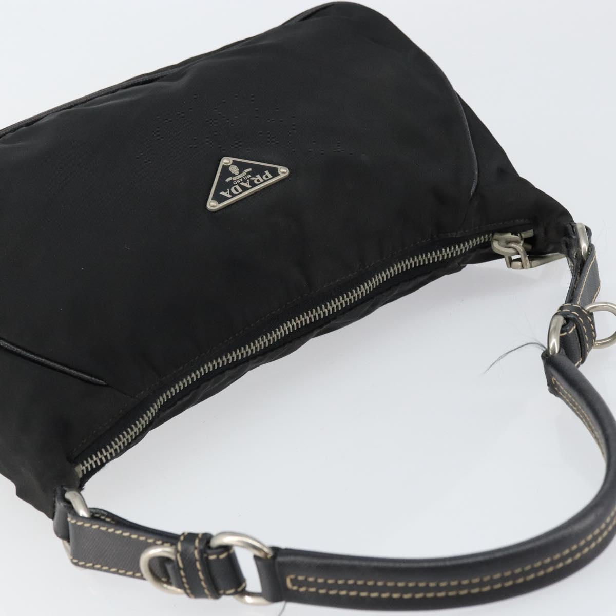 PRADA Shoulder Bag Nylon Black Silver Auth 151673