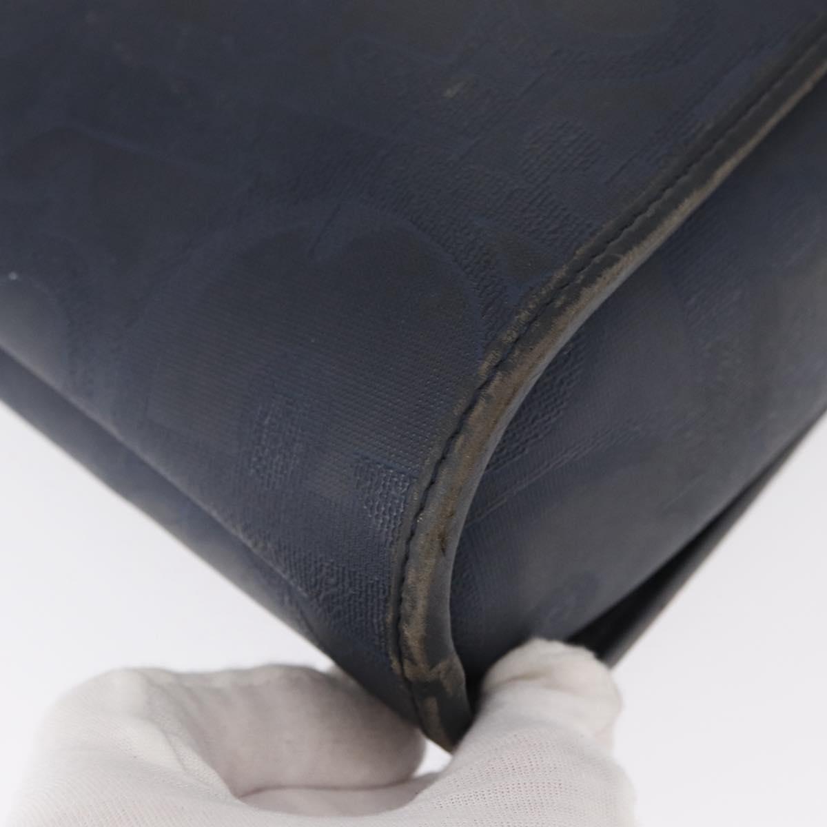 Christian Dior Hand Bag Leather Navy Gold Auth 151674