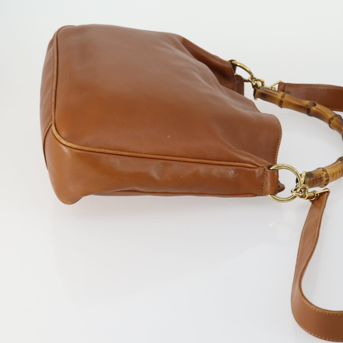 GUCCI Bamboo Shoulder Bag Leather 2way Brown Gold 001 0166 1638 Auth 151675