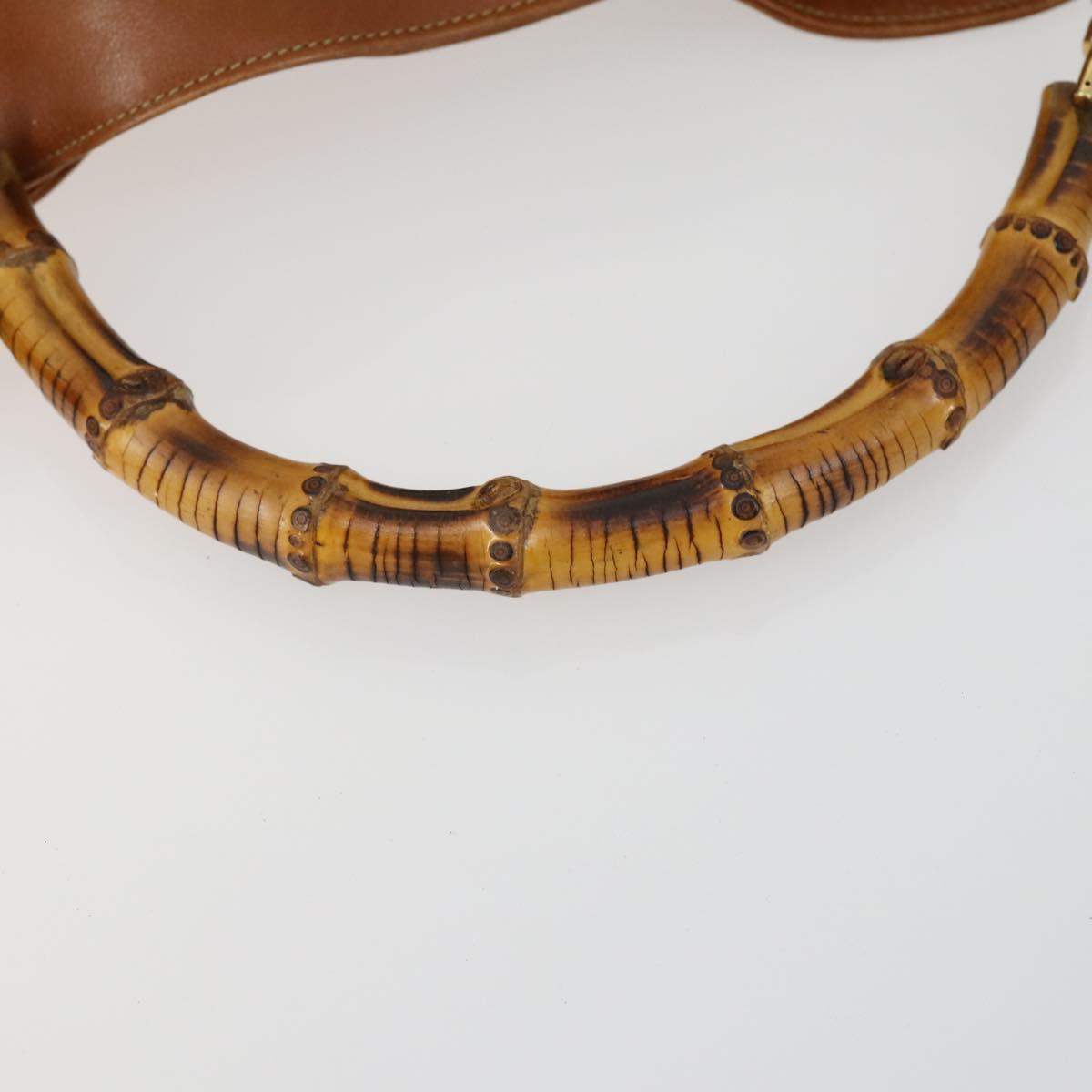 GUCCI Bamboo Shoulder Bag Leather 2way Brown Gold 001 0166 1638 Auth 151675