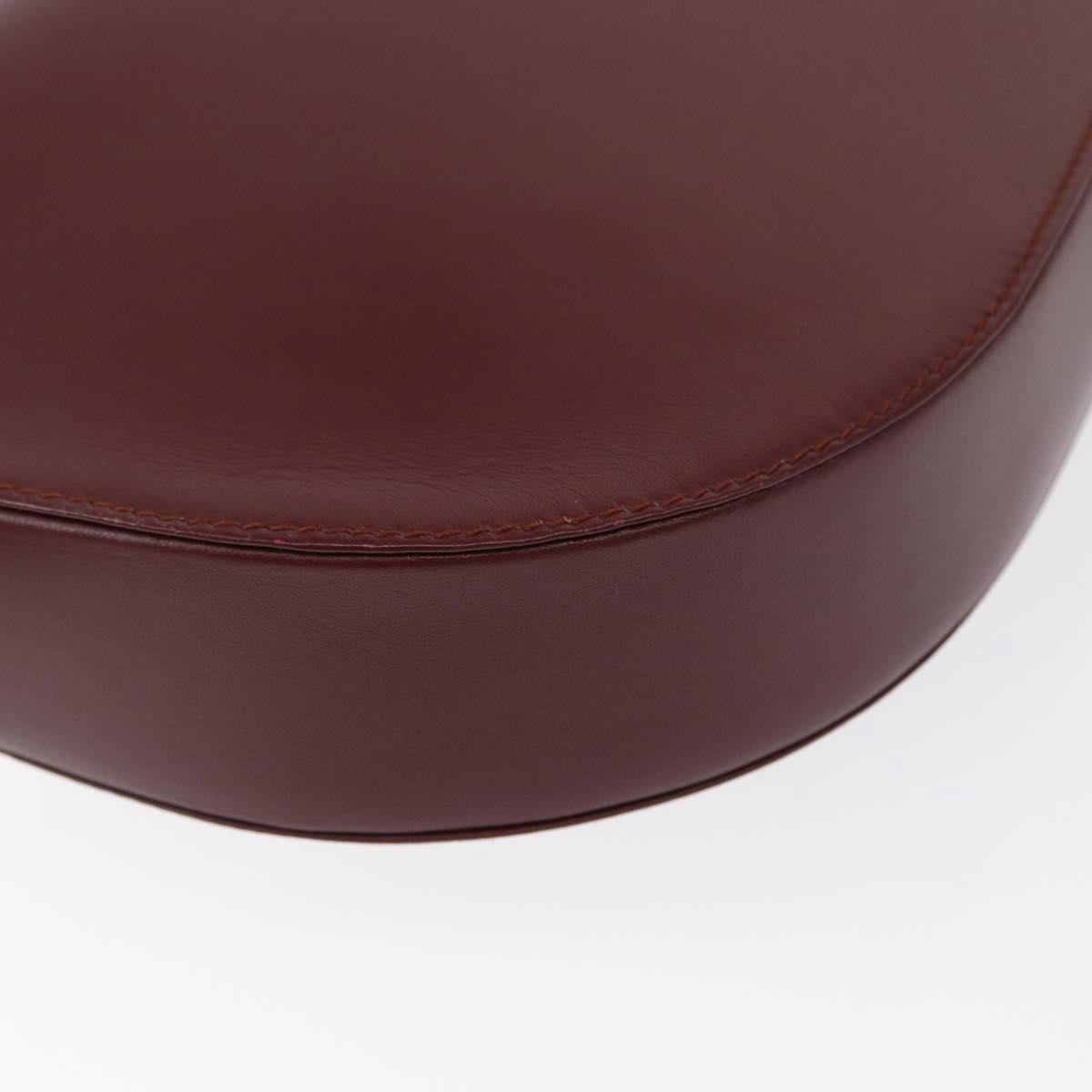 CARTIER Must Line Clutch Bag Leather Bordeaux Gold Auth 151676