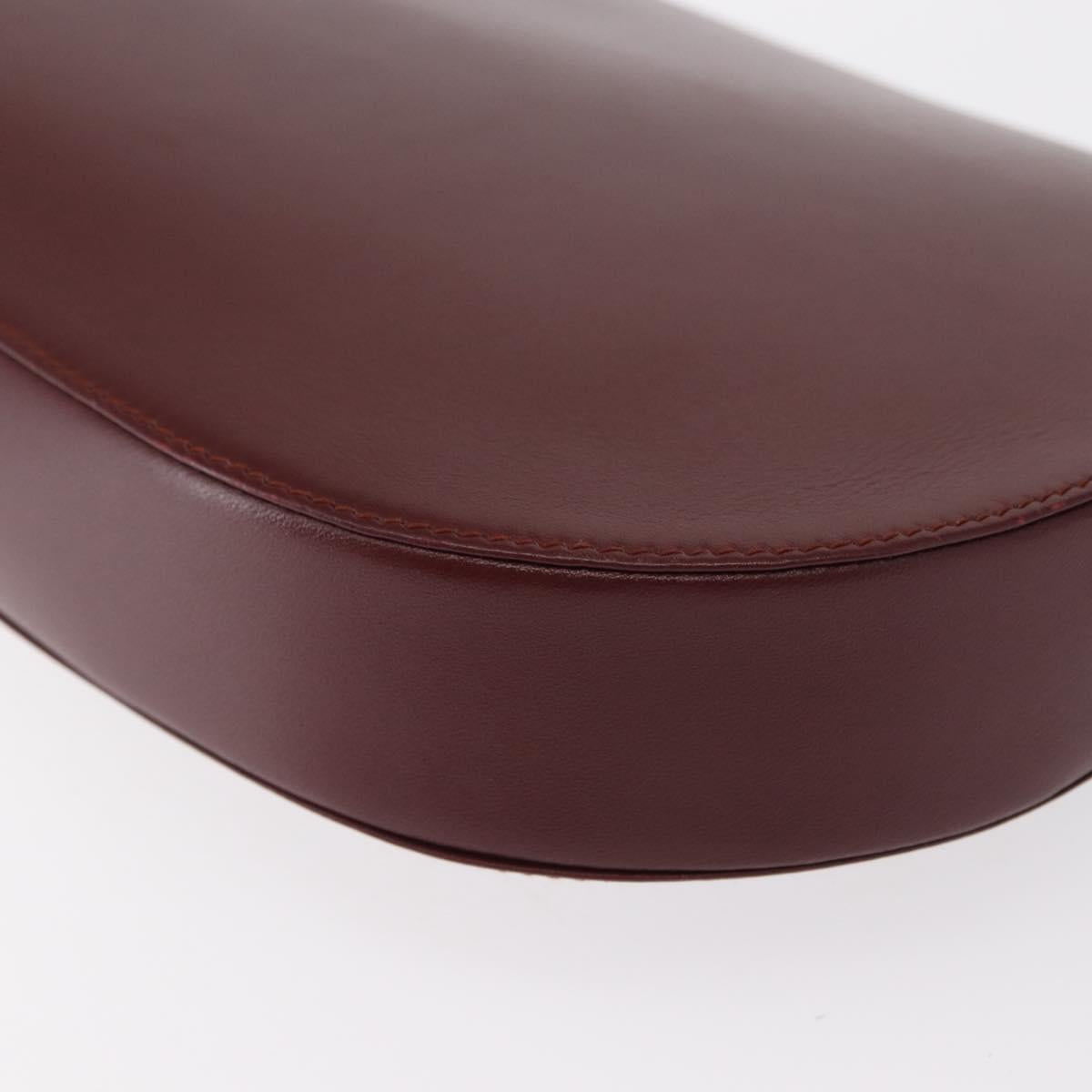 CARTIER Must Line Clutch Bag Leather Bordeaux Gold Auth 151676