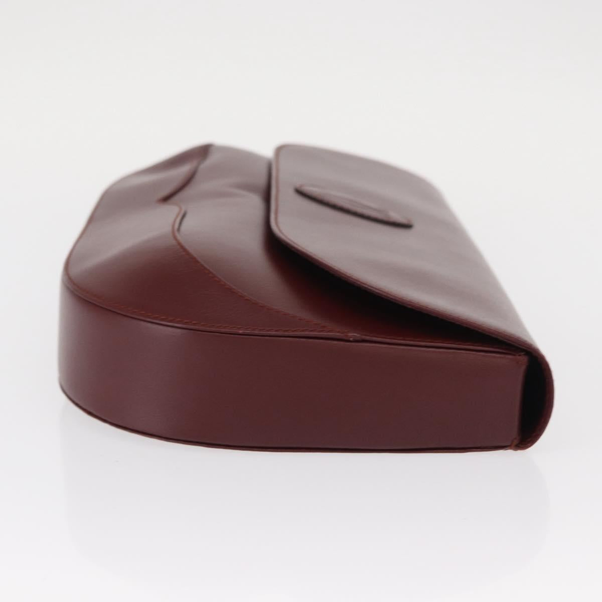 CARTIER Must Line Clutch Bag Leather Bordeaux Gold Auth 151676