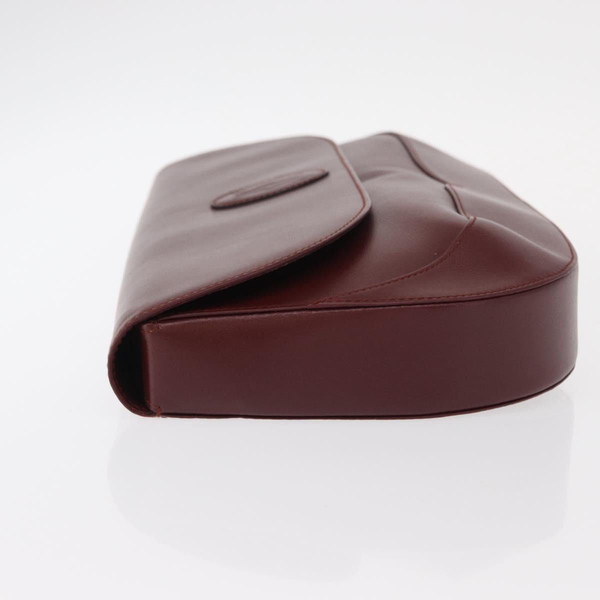 CARTIER Must Line Clutch Bag Leather Bordeaux Gold Auth 151676