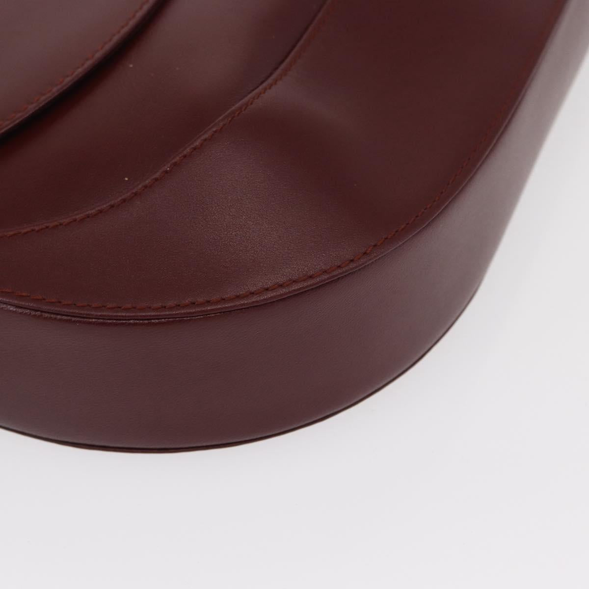 CARTIER Must Line Clutch Bag Leather Bordeaux Gold Auth 151676