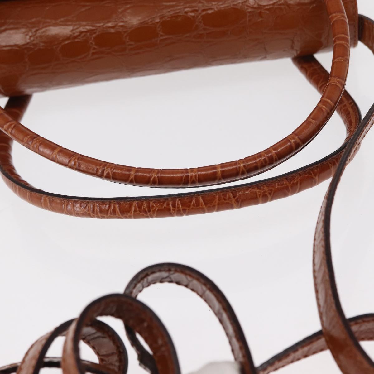 Salvatore Ferragamo Vala Hand Bag Leather 2way Brown Gold Auth 151678