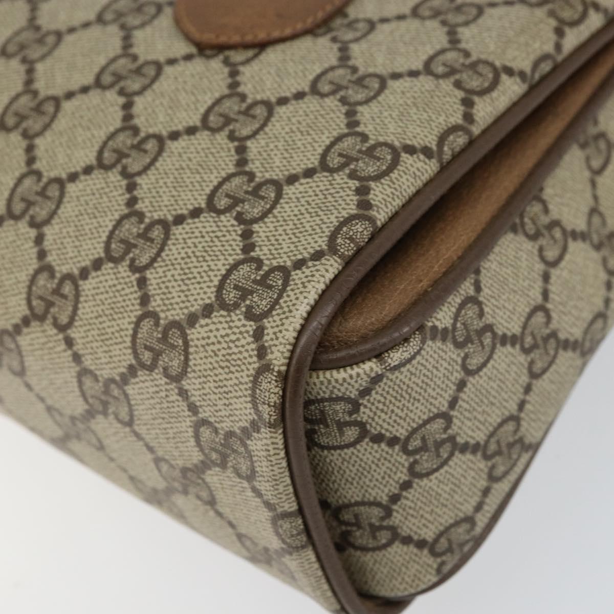 GUCCI GG Supreme Hand Bag PVC Beige Gold 116 02 080 Auth 151679