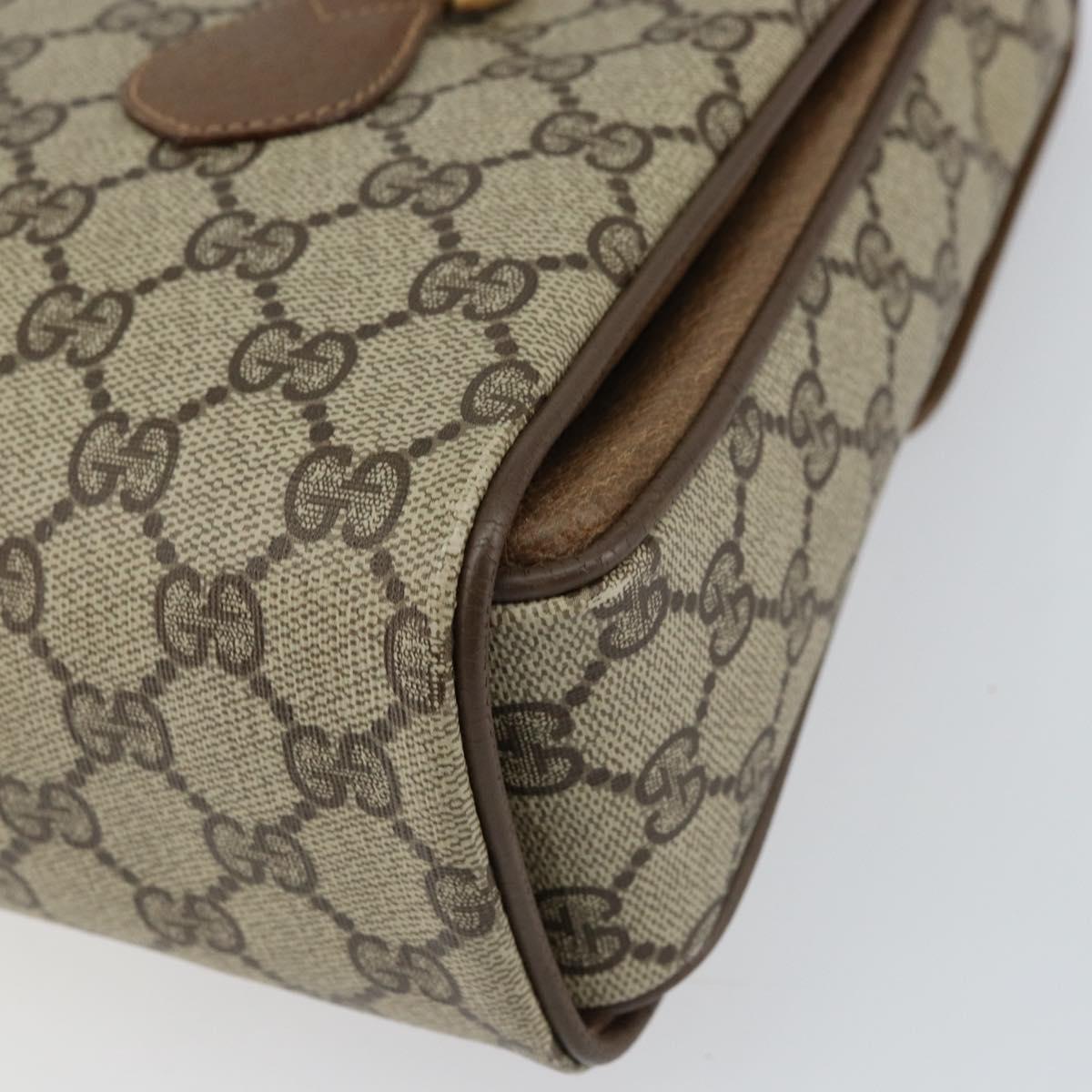 GUCCI GG Supreme Hand Bag PVC Beige Gold 116 02 080 Auth 151679