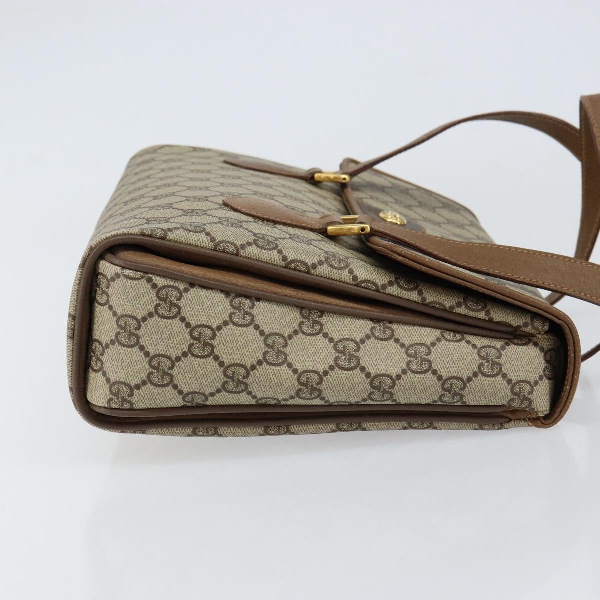 GUCCI GG Supreme Hand Bag PVC Beige Gold 116 02 080 Auth 151679