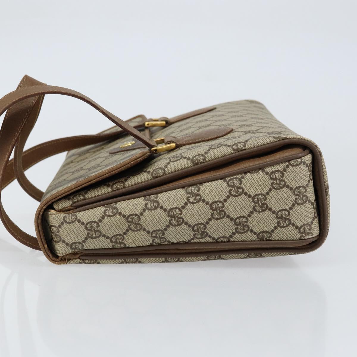 GUCCI GG Supreme Hand Bag PVC Beige Gold 116 02 080 Auth 151679