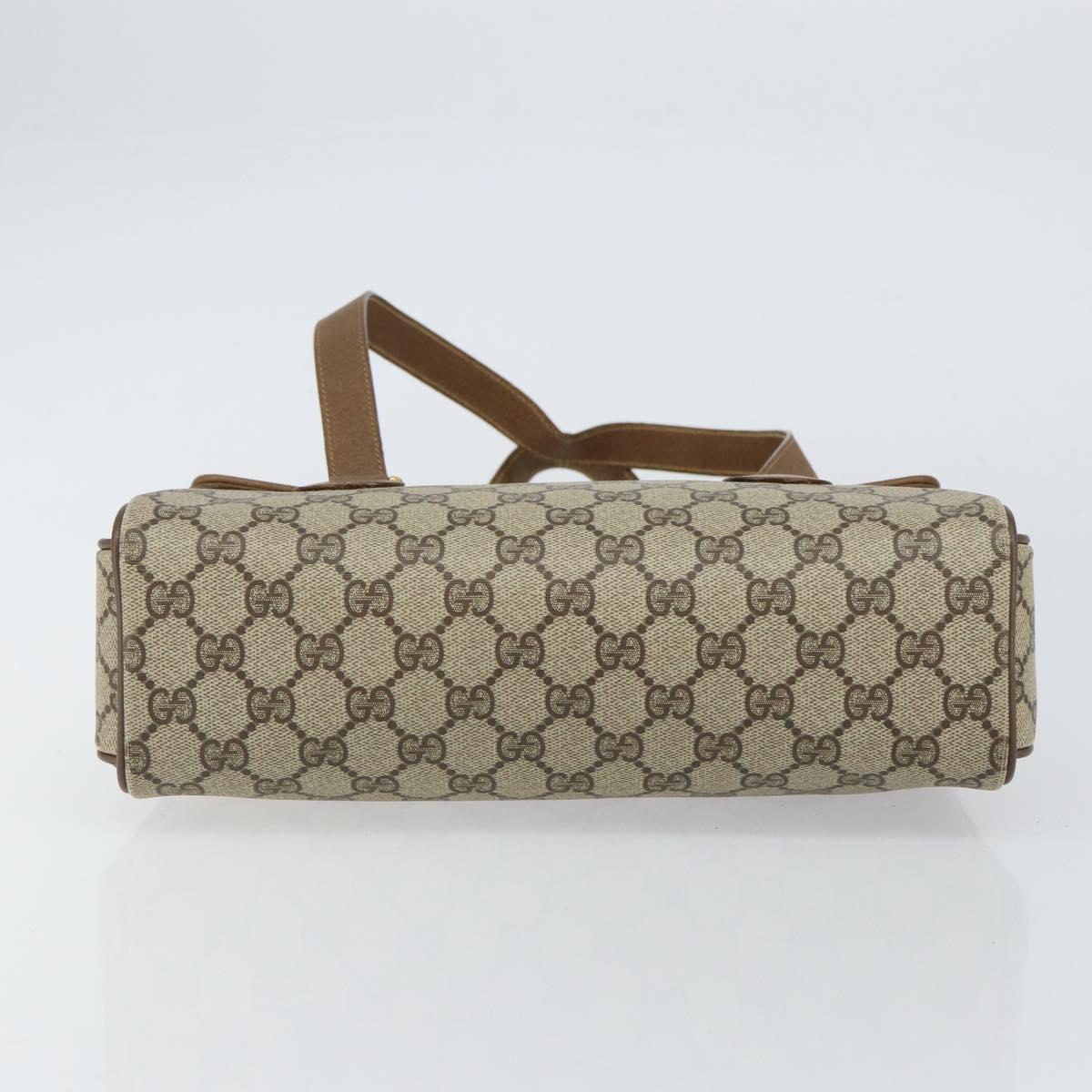 GUCCI GG Supreme Hand Bag PVC Beige Gold 116 02 080 Auth 151679