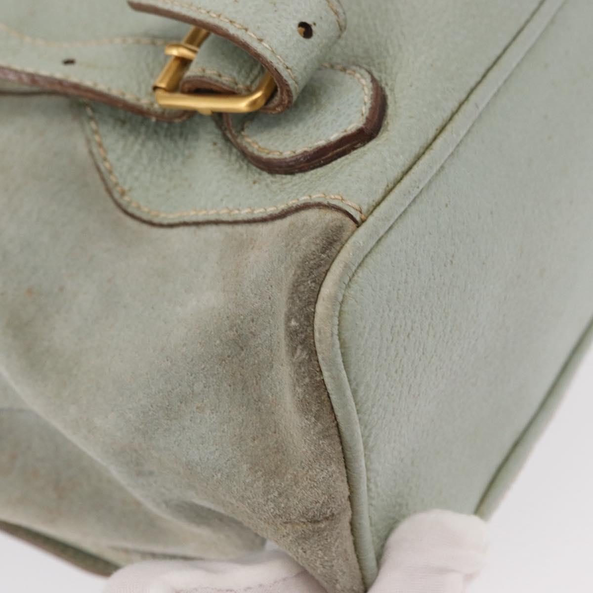 GUCCI Bamboo Backpack Suede Light Blue Gold 003 2058 0016 Auth 151681