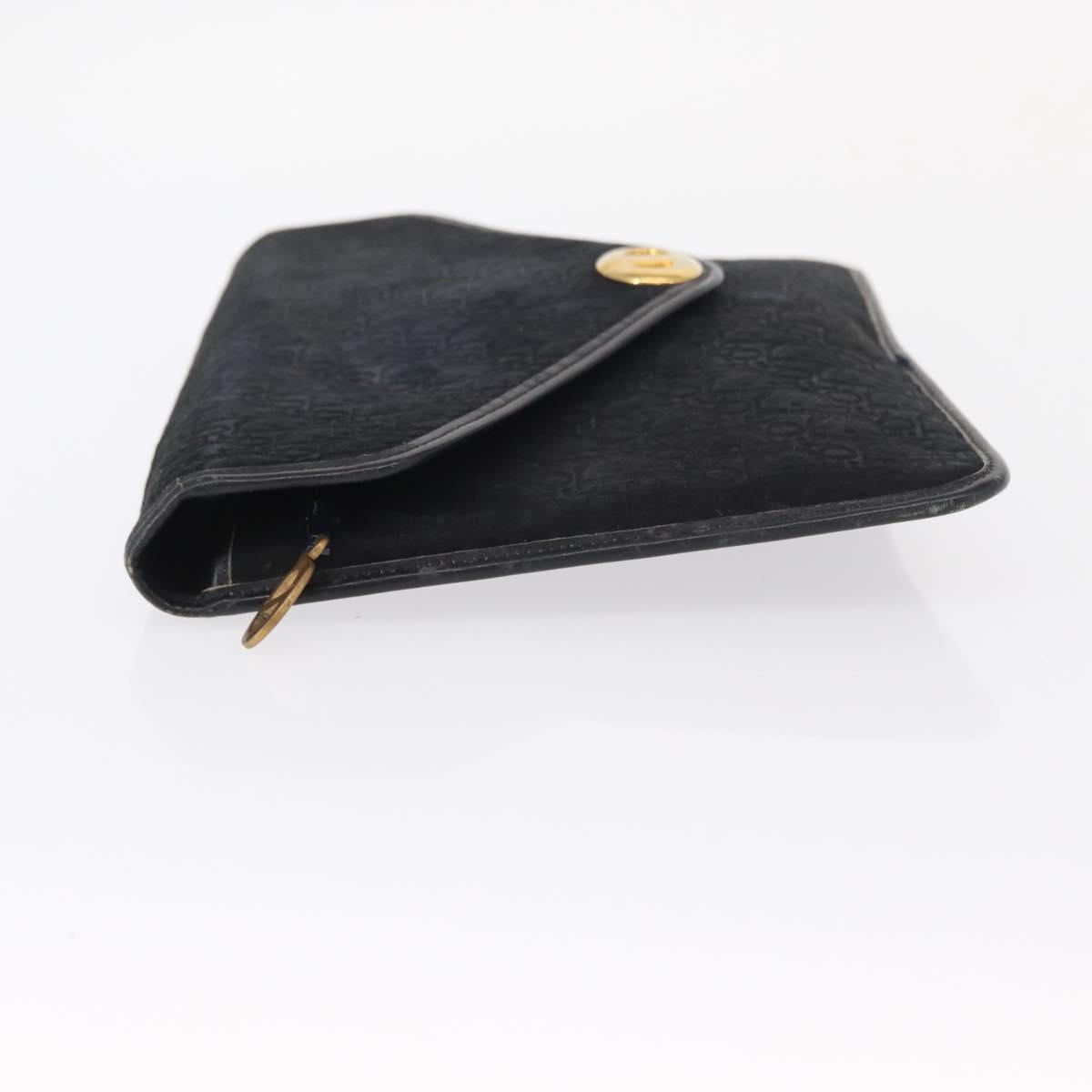 Christian Dior Trotter Canvas Clutch Bag Black Gold Auth 151684