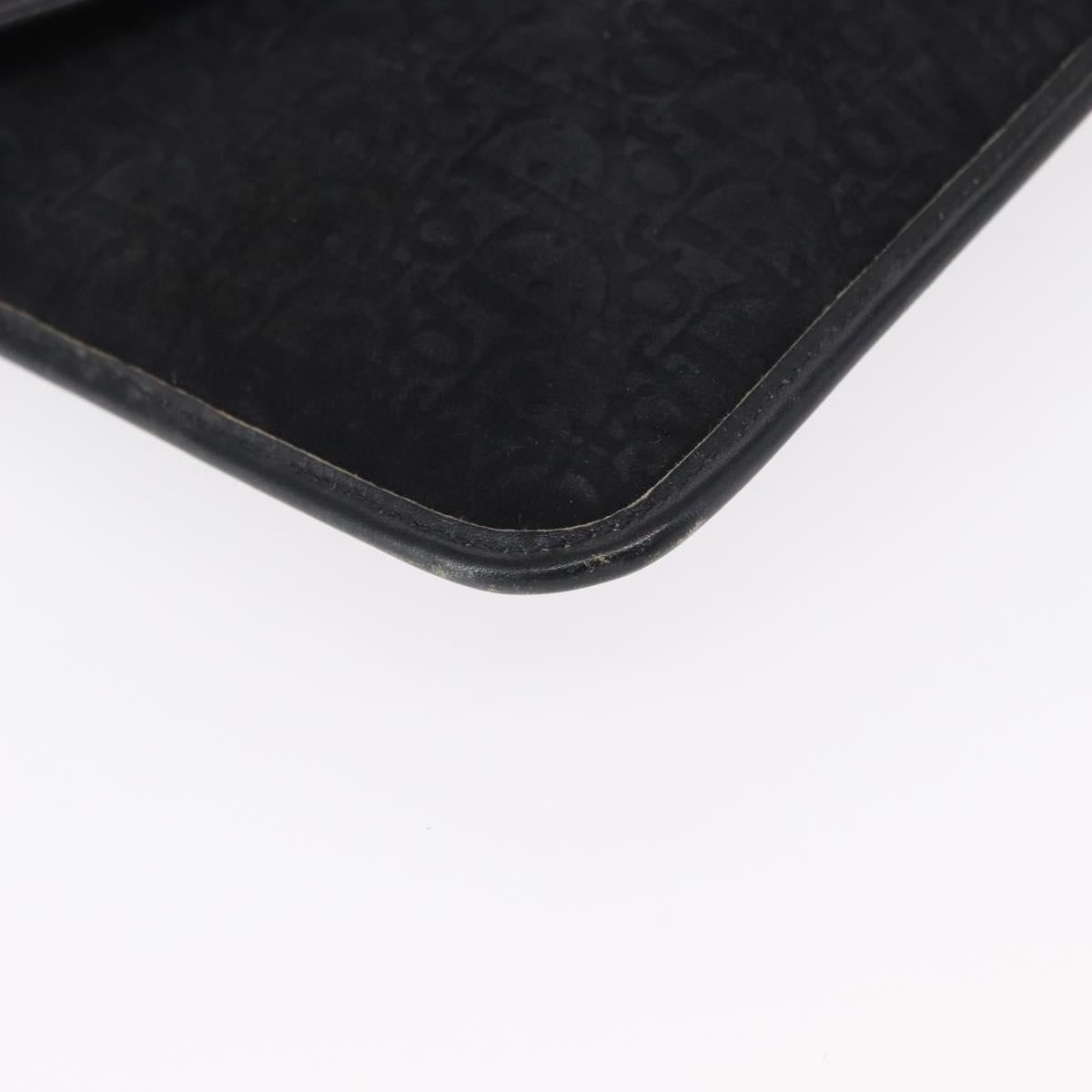 Christian Dior Trotter Canvas Clutch Bag Black Gold Auth 151684