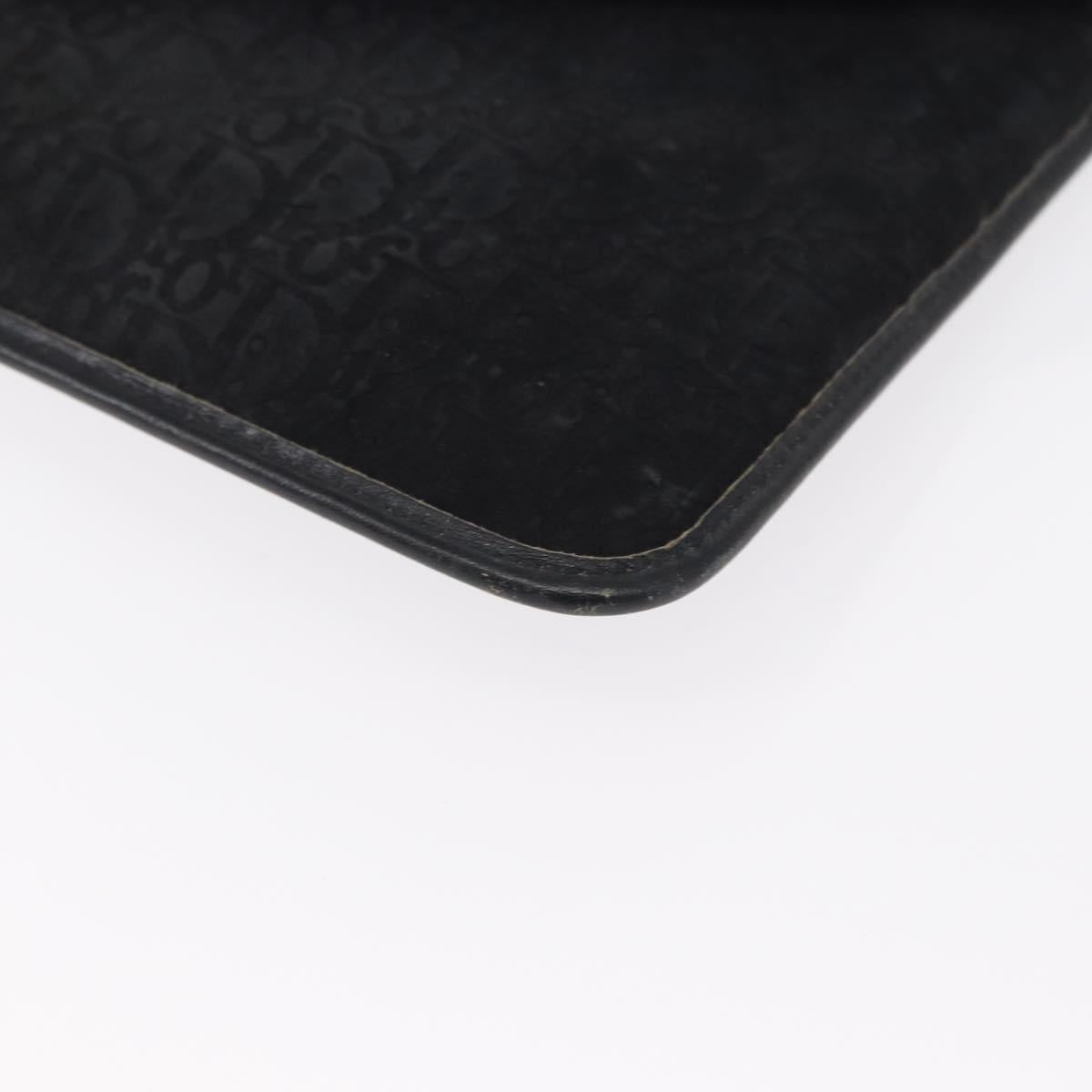 Christian Dior Trotter Canvas Clutch Bag Black Gold Auth 151684