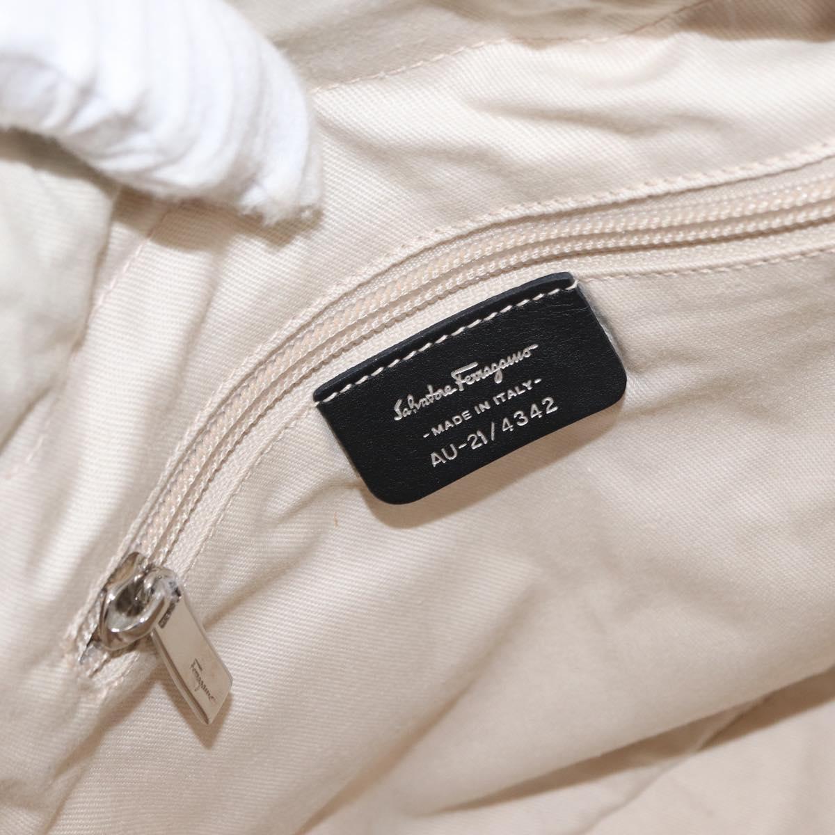 Salvatore Ferragamo Tote Bag Vinyl Clear Silver Auth 151685