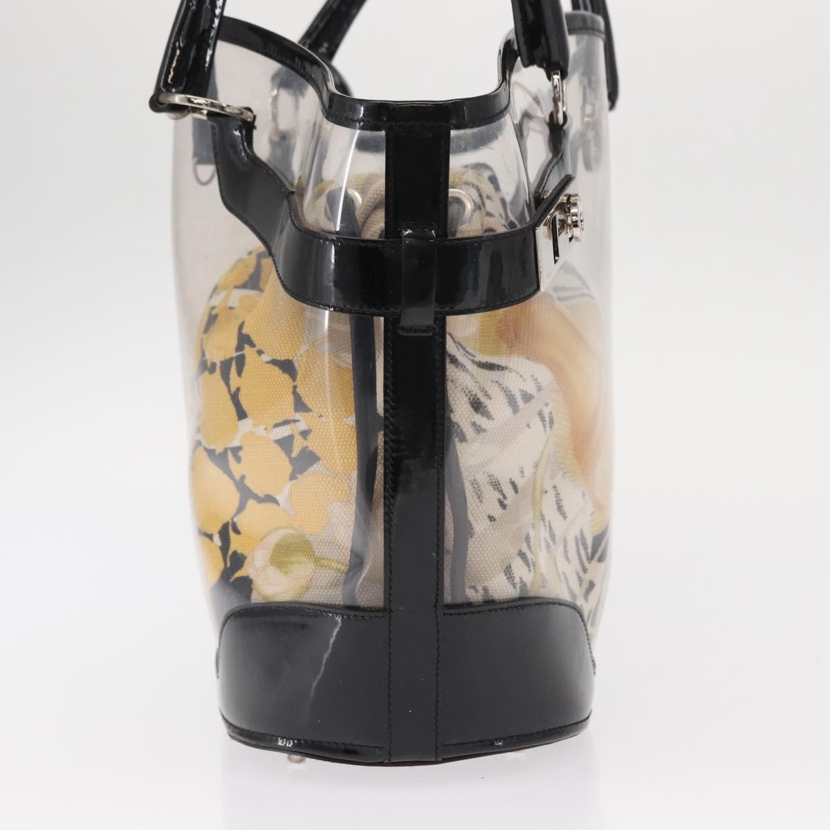 Salvatore Ferragamo Tote Bag Vinyl Clear Silver Auth 151685