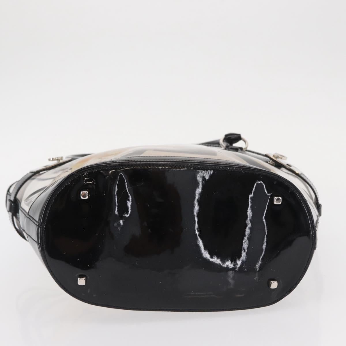 Salvatore Ferragamo Tote Bag Vinyl Clear Silver Auth 151685