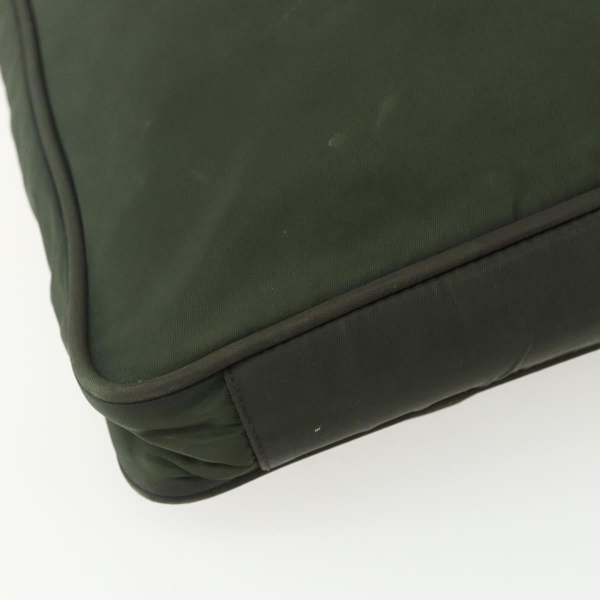 PRADA Tote Bag Nylon Green Silver Auth 151686