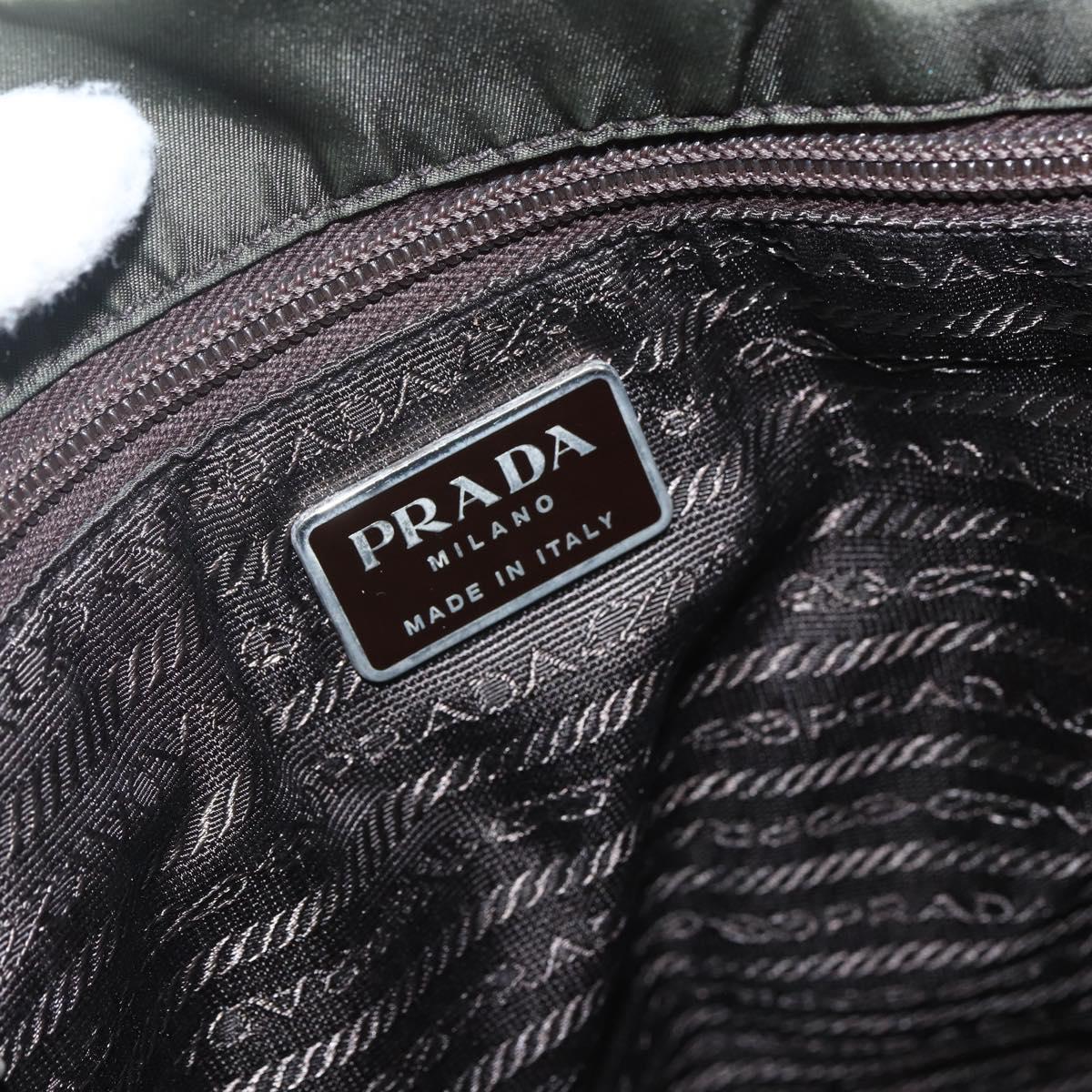 PRADA Tote Bag Nylon Green Silver Auth 151686