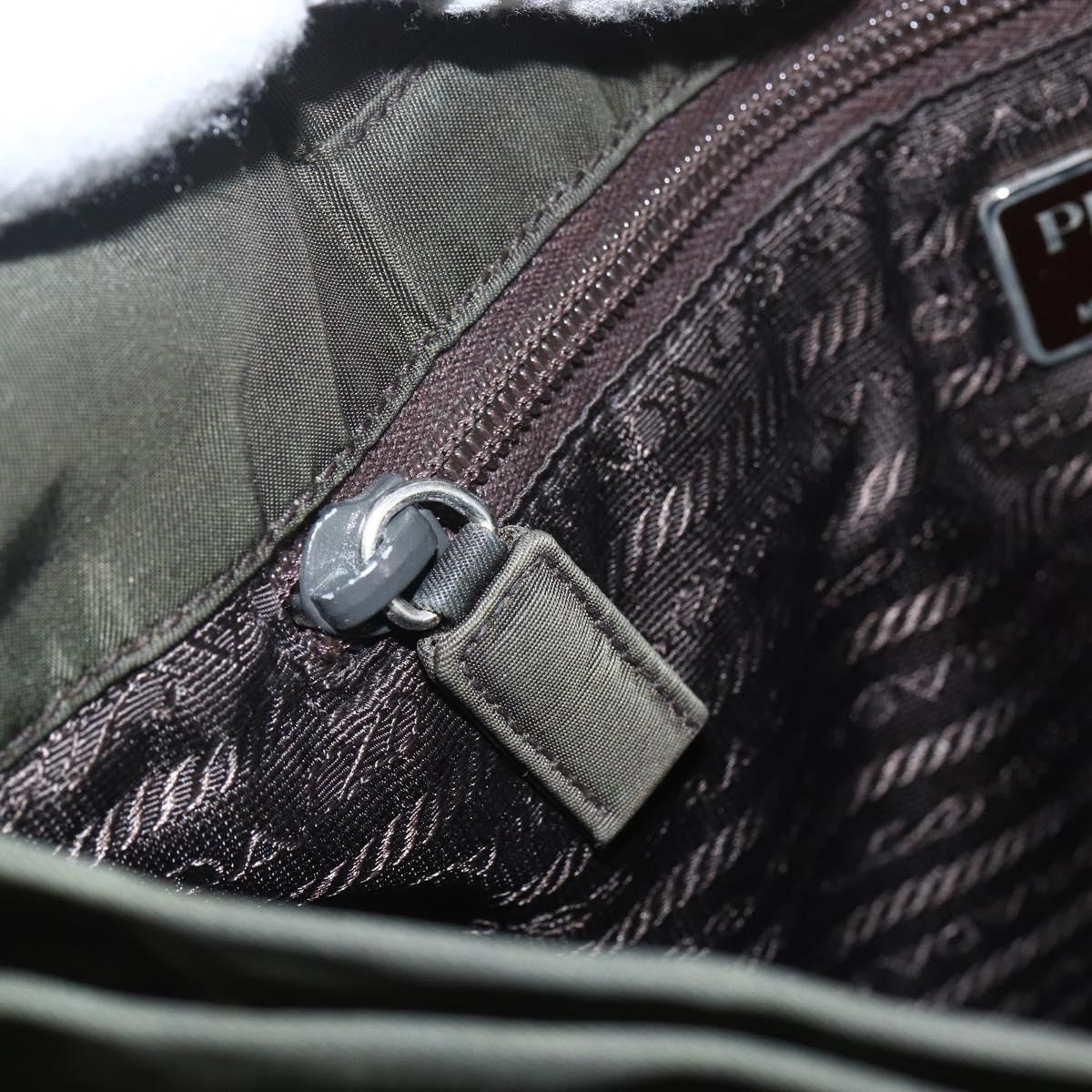 PRADA Tote Bag Nylon Green Silver Auth 151686