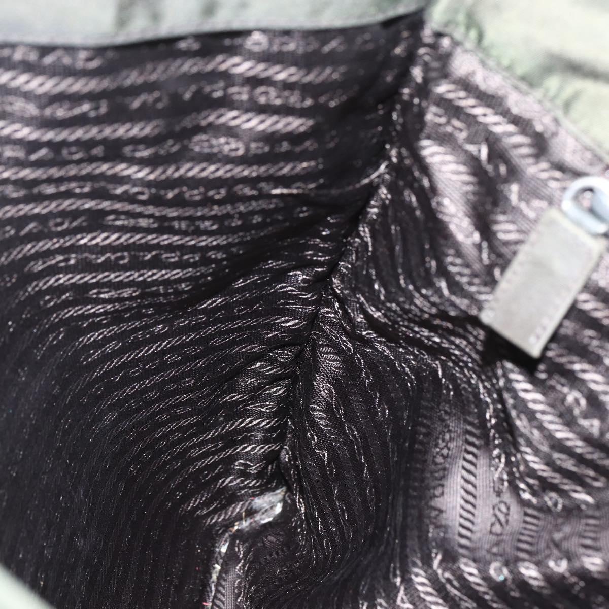 PRADA Tote Bag Nylon Green Silver Auth 151686
