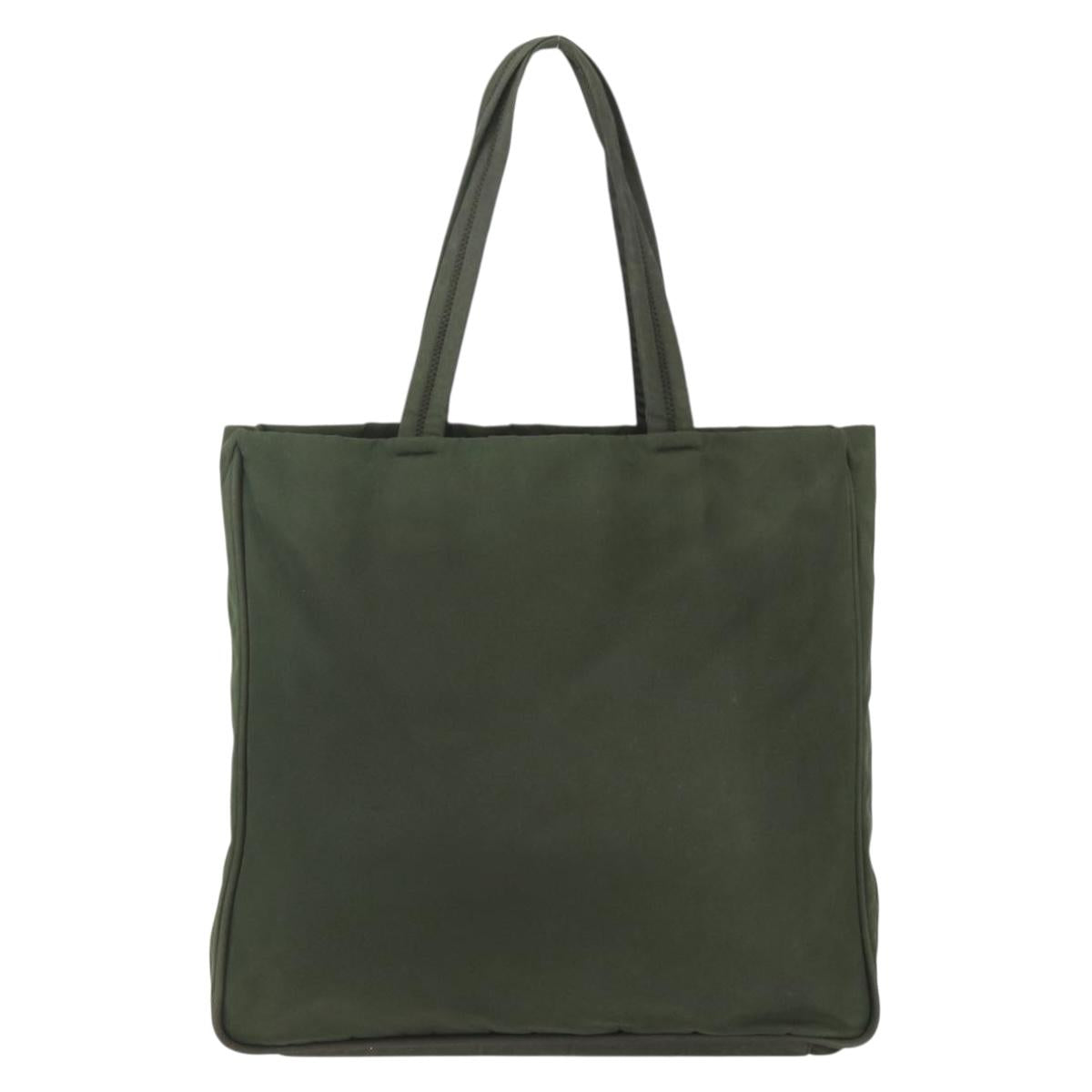 PRADA Tote Bag Nylon Green Silver Auth 151686