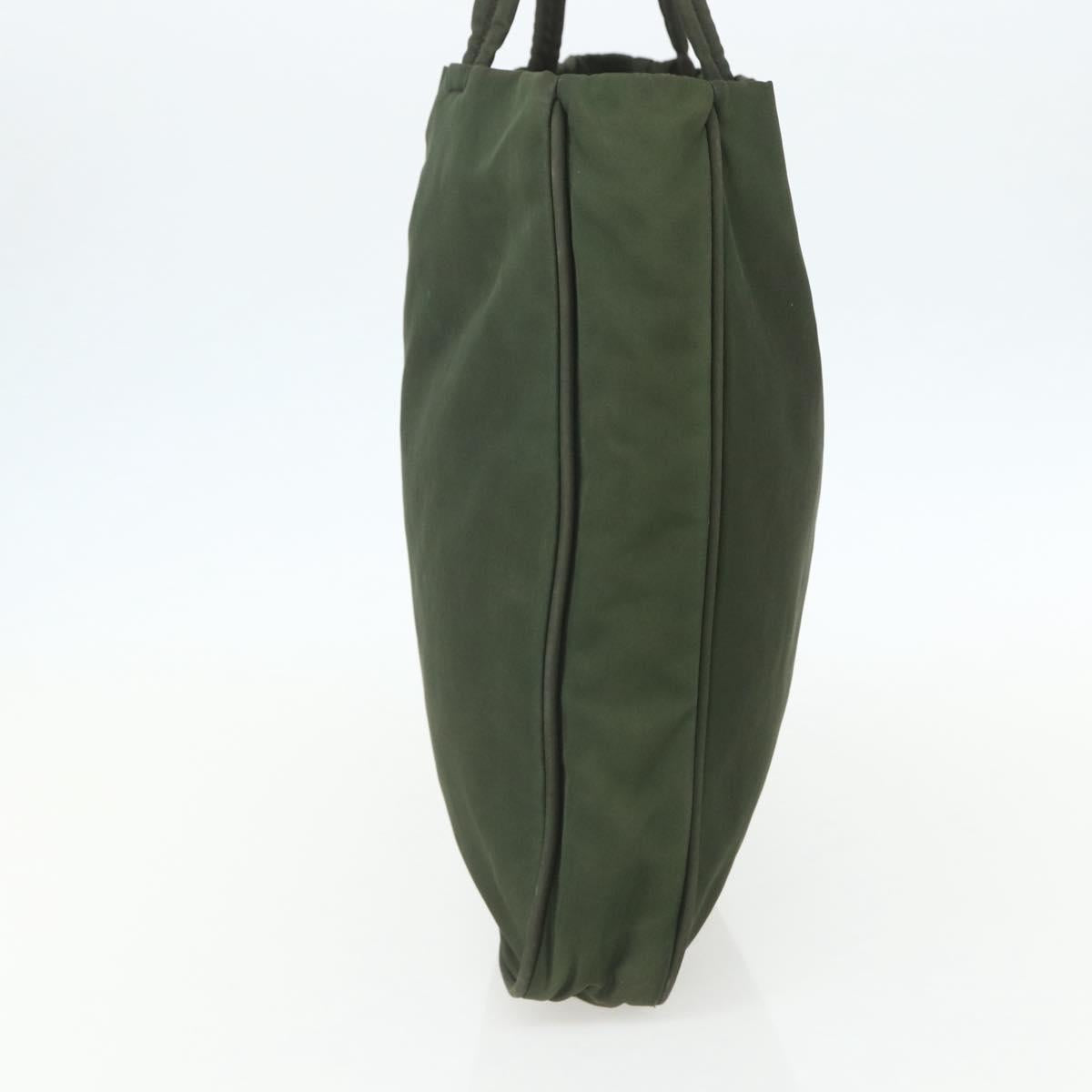 PRADA Tote Bag Nylon Green Silver Auth 151686