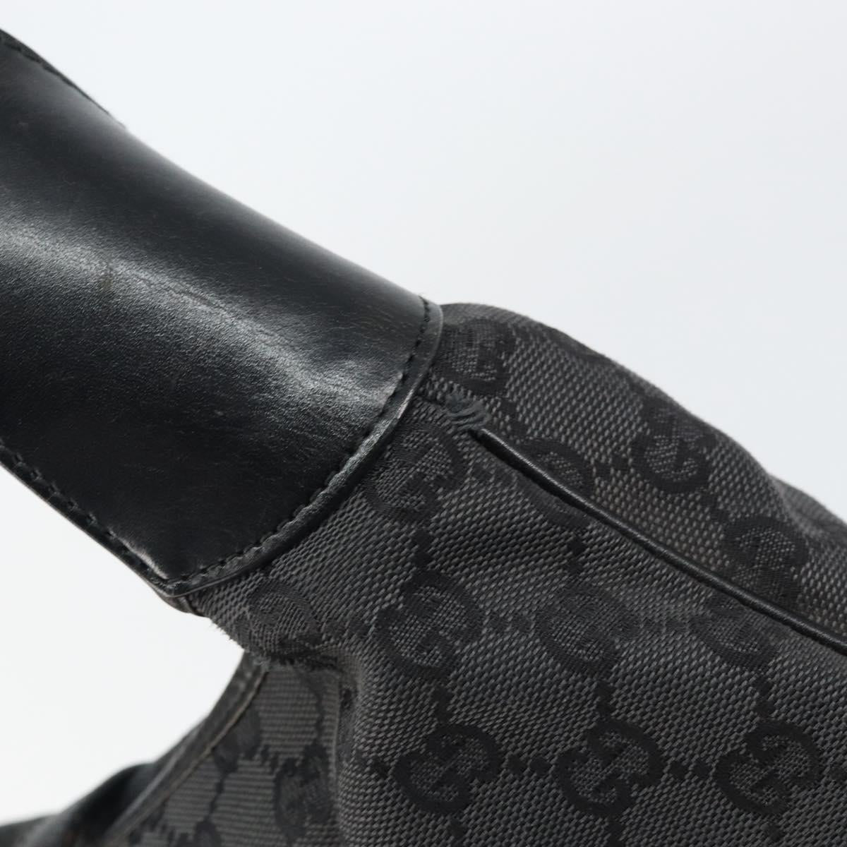 GUCCI GG Canvas Jackie Shoulder Bag Black Silver 001 3346 Auth 151687